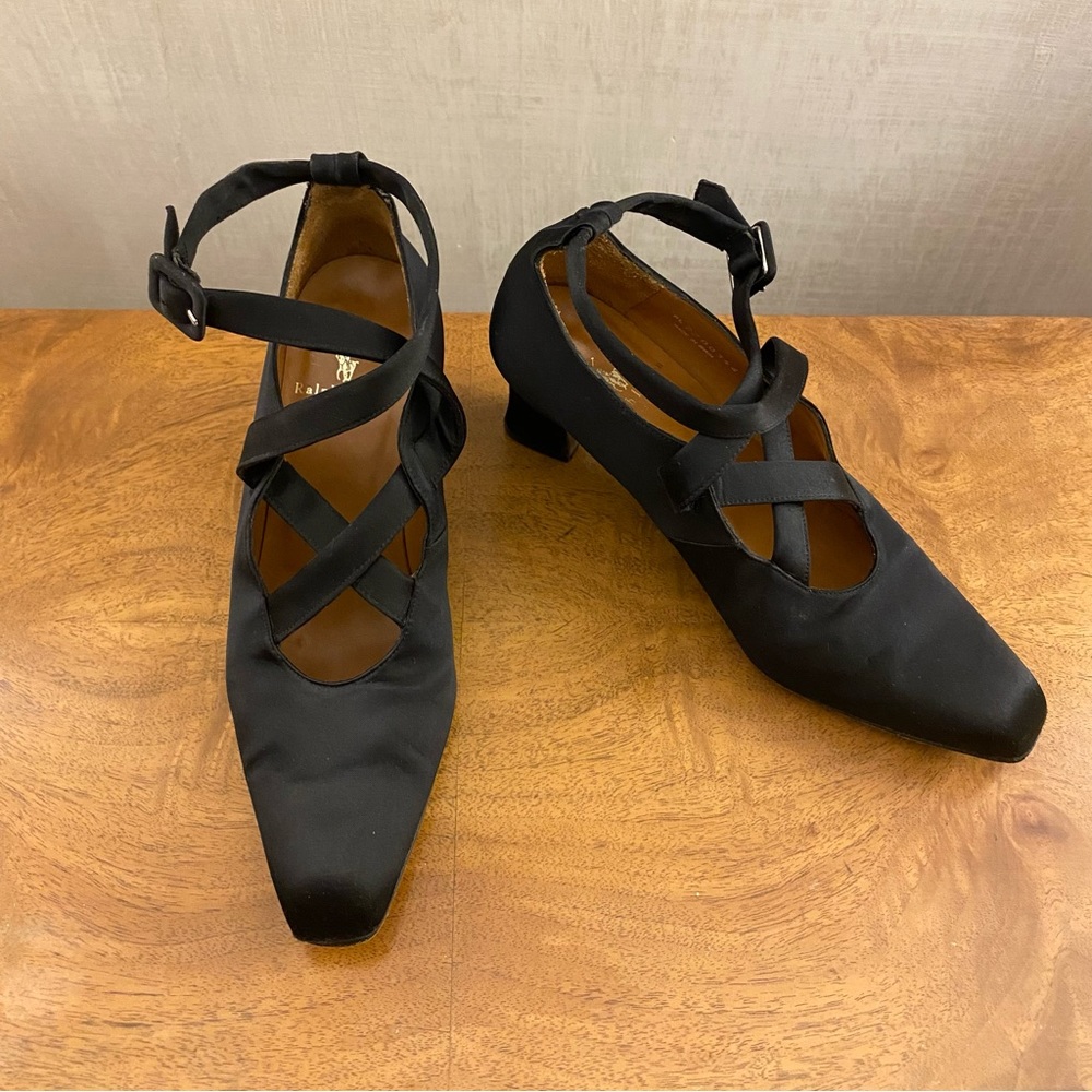 Vintage Ralph Lauren Black Satin Shoes Size 6 - Picture 12 of 16